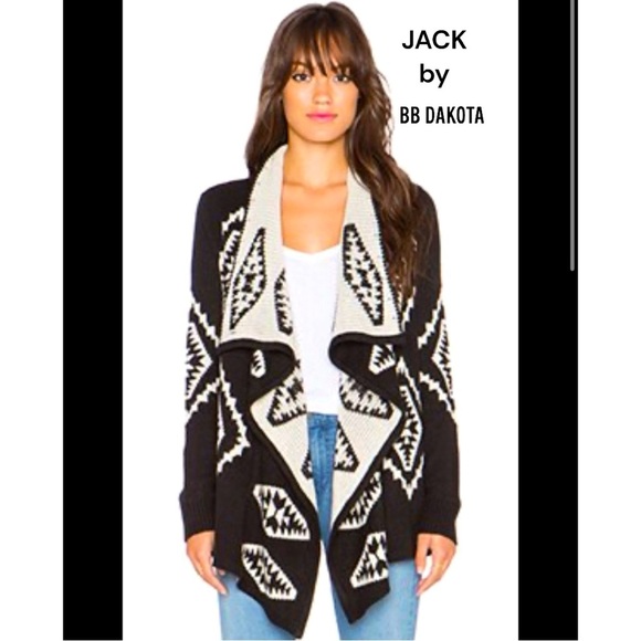 JACK by BB DAKOTA Women’s Black & White Aztec open shawl- Small - Picture 1 of 6